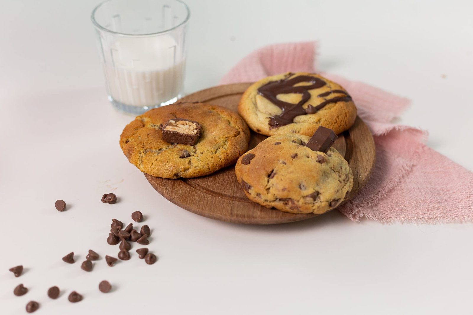 Cookies served with a glass of milk